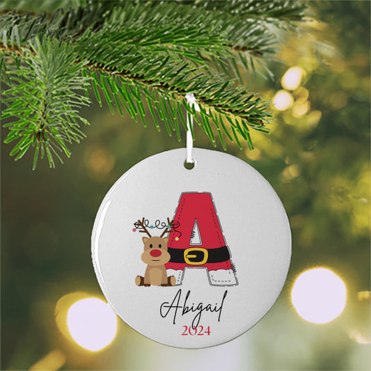 Custom Initial Ornament - Letter Name Ornament - 2024 Family Ornament - Personalized - Christmas gift - Family Keepsake - Monogram Ornament