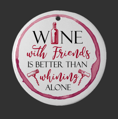 Wine with Friends Christmas Ornament Ceramic Friendship Ornament, Friend Anniversary, Friend Gift, Holiday Gift
