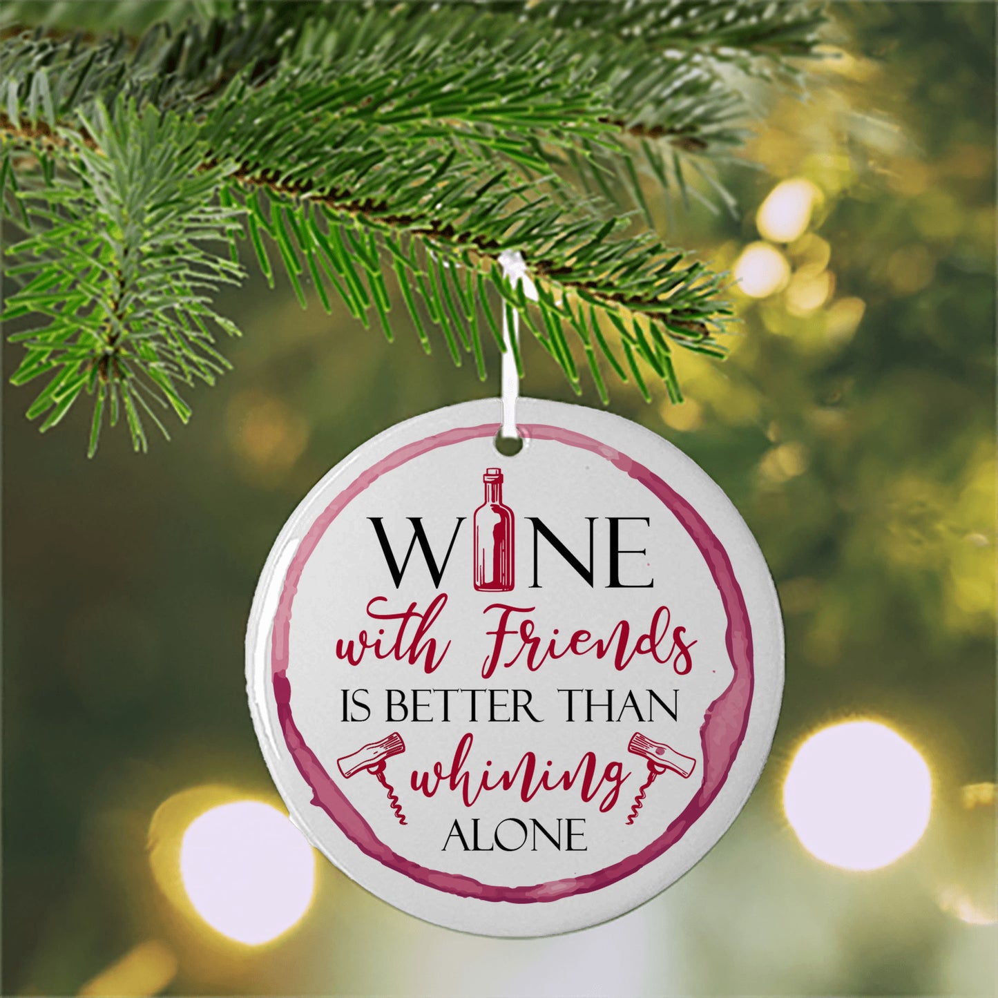 Wine with Friends Christmas Ornament Ceramic Friendship Ornament, Friend Anniversary, Friend Gift, Holiday Gift
