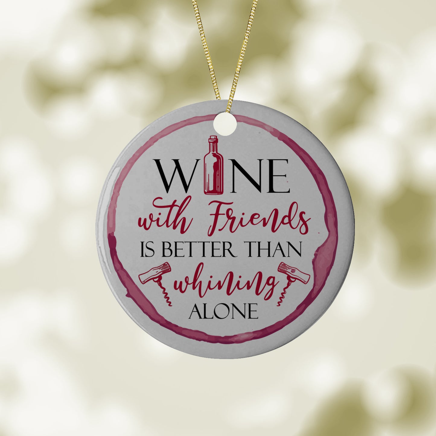 Wine with Friends Christmas Ornament Ceramic Friendship Ornament, Friend Anniversary, Friend Gift, Holiday Gift