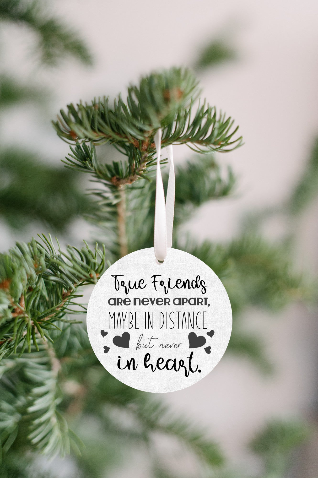 True Friends Are Never Apart Small Christmas Ornament/ Plastic Flat Ornament for Friends Gifts