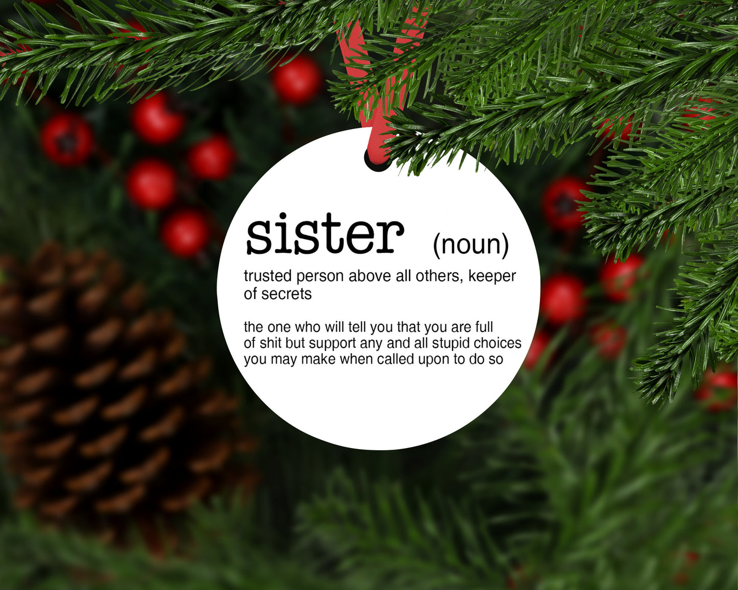Sister Definition Christmas Holiday Ornament