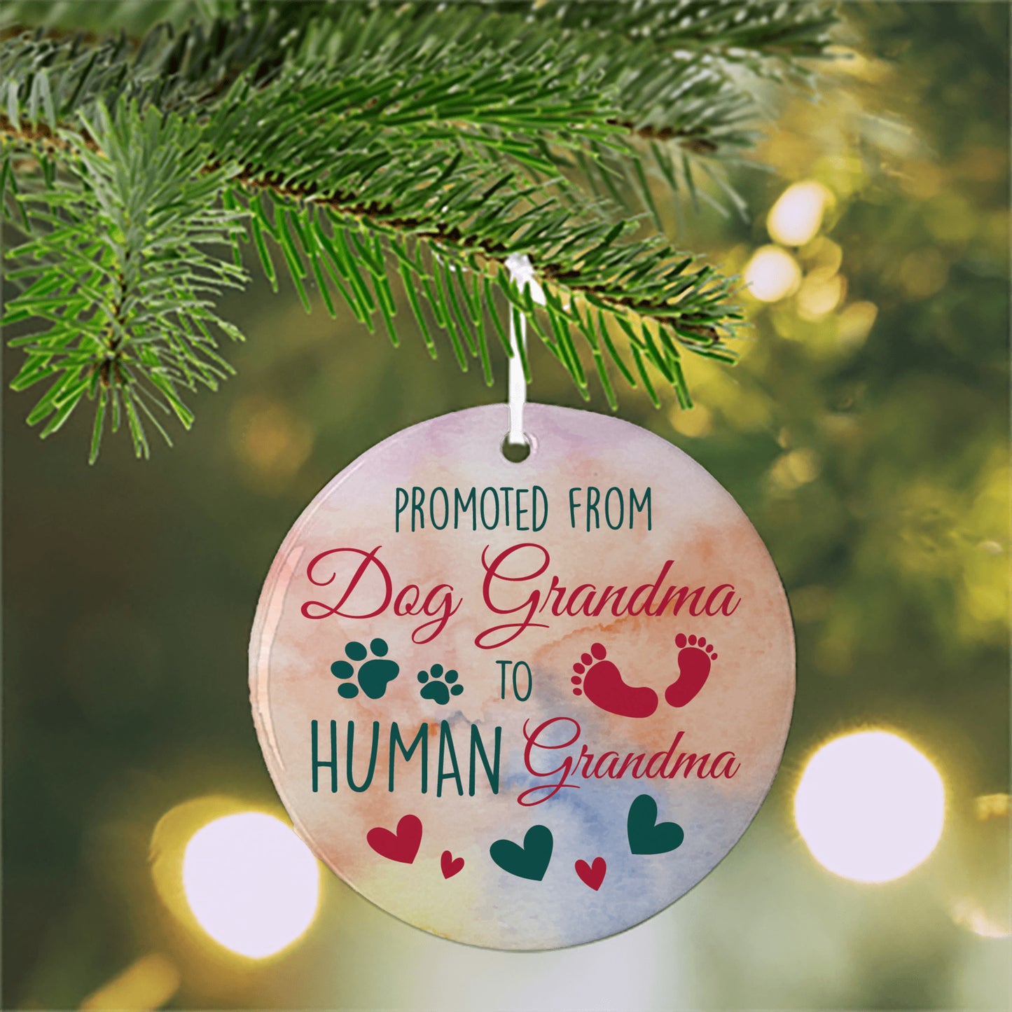 Promoted from Dog Grandma to Human Grandma Christmas Holiday Ornament