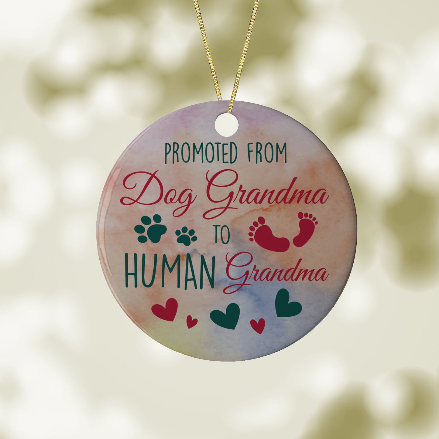 Promoted from Dog Grandma to Human Grandma Christmas Holiday Ornament
